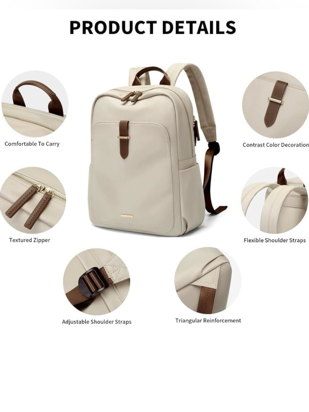 GOLF Apricot  Backpack with Brown Trim - Picture 5 of 6